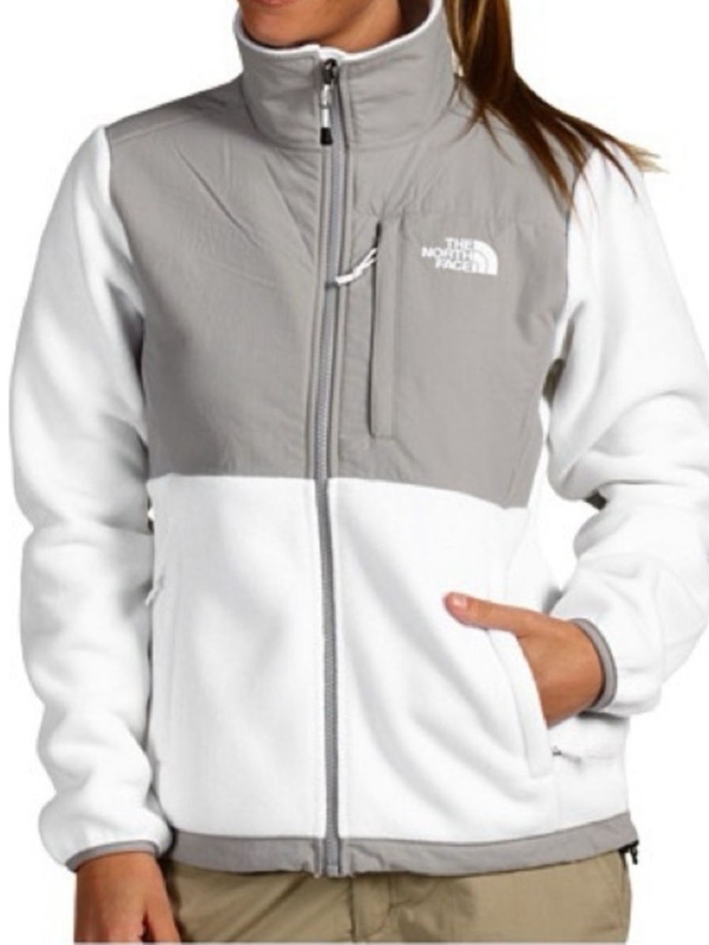 The North Face Women’s White & Light Gray Retro Denali Jacket Medium